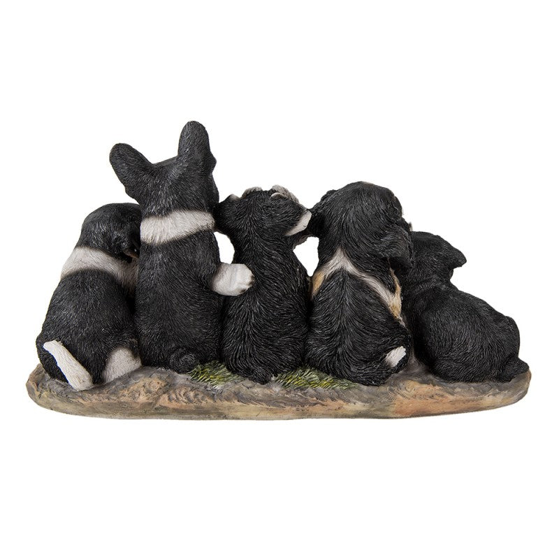 Beeld Hond 33x12x17 cm Zwart Wit Kunststof Woonaccessoires