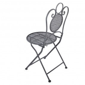Bistroset Bistrotafel Bistrostoel 3-delig Ø 60x71 / 50x40x93 cm Grijs Metaal
