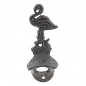 Flesopener 7x4x16 cm Bruin IJzer Flamingo Bieropener