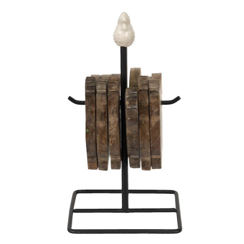 Onderzetters voor Glazen Kip 11x11x22 cm Bruin Hout Onderlegger