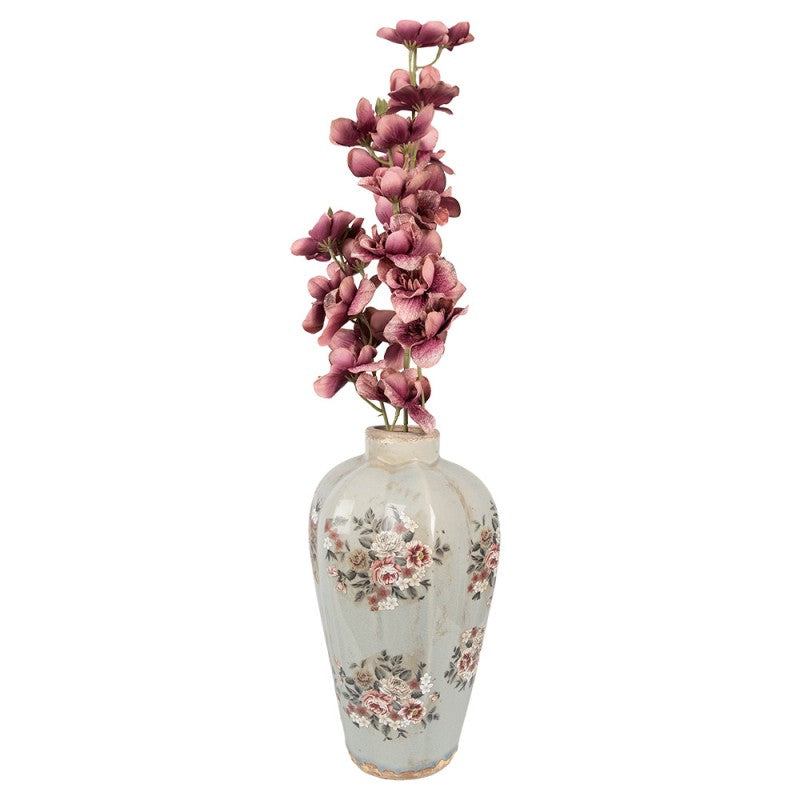 Vaas Ø 17x28 cm Grijs Keramiek Bloemen