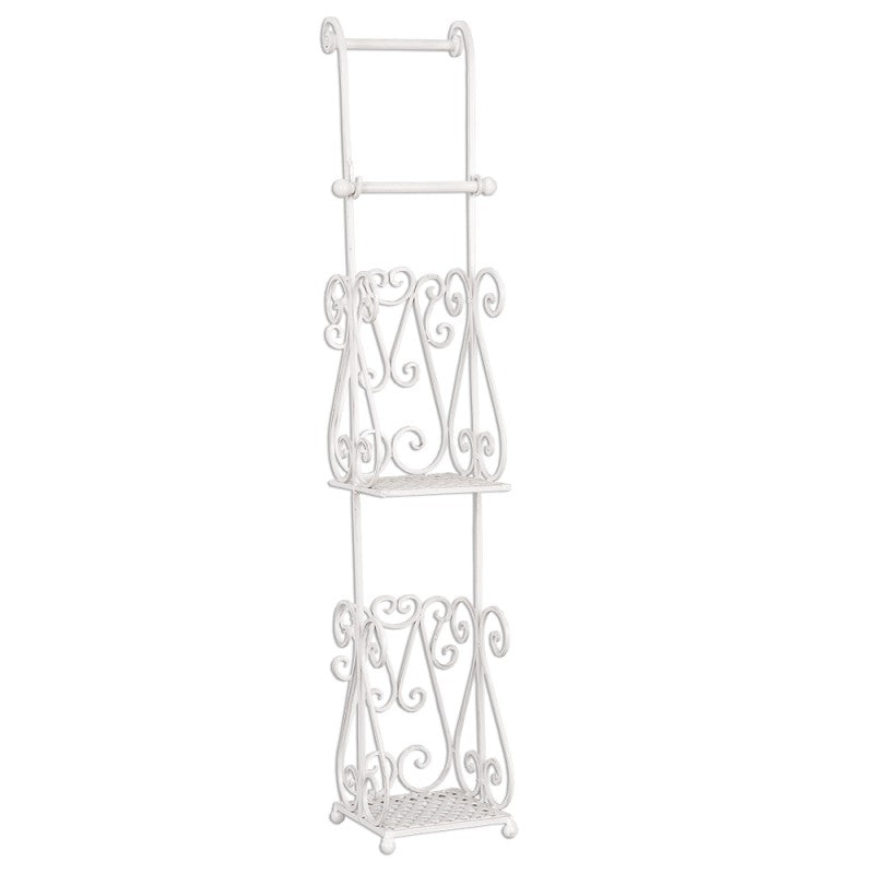 WC Rol Houder 17x17x97 cm Wit IJzer Toiletrolhouder