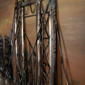3D Schilderijen metaal 120x80 cm Goudkleurig Bruin Metaal Stad Muurdecoratie