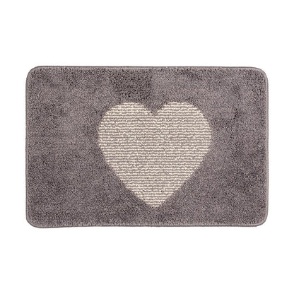 Badmat 58x38x1 cm Grijs Polyester Hart