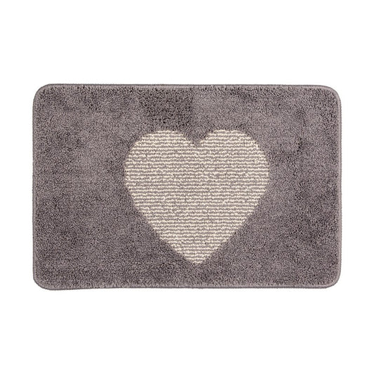Badmat 58x38x1 cm Grijs Polyester Hart