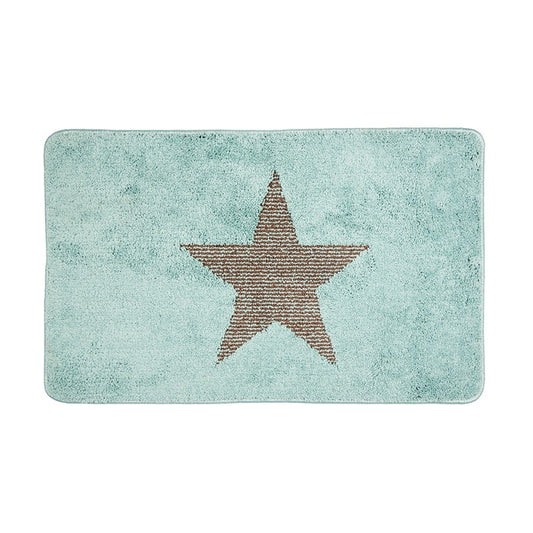 Badmat 78x48x1 cm Blauw Polyester Ster