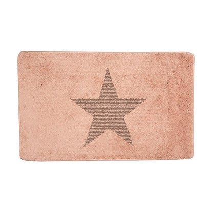 Badmat 78x48x1 cm Roze Polyester Ster