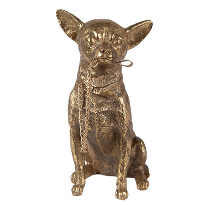 Beeld Hond 13x9x18 cm Goudkleurig Polyresin Woonaccessoires