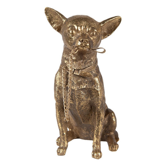 Beeld Hond 13x9x18 cm Goudkleurig Polyresin Woonaccessoires