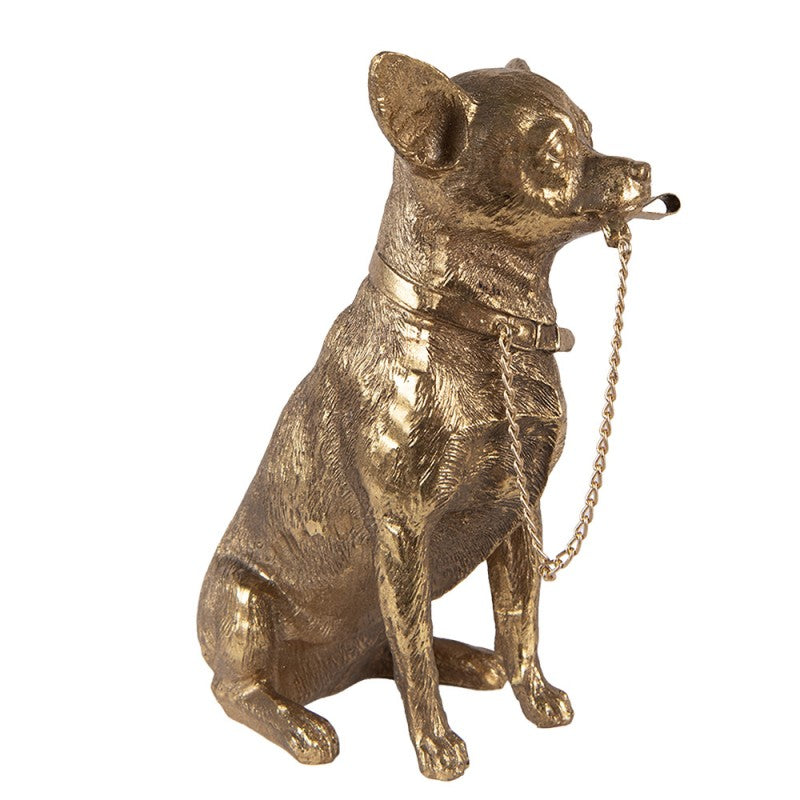 Beeld Hond 13x9x18 cm Goudkleurig Polyresin Woonaccessoires