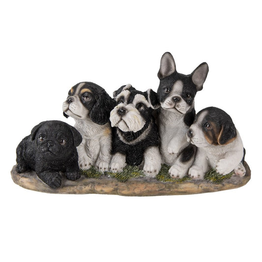 Beeld Hond 33x12x17 cm Zwart Wit Kunststof Woonaccessoires