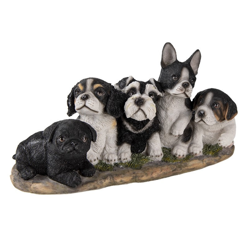 Beeld Hond 33x12x17 cm Zwart Wit Kunststof Woonaccessoires