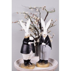 Beeld Konijn 13x11x34 / 13x11x34 cm Zwart Grijs Polyresin Woonaccessoires