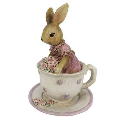 Beeld Konijn 8x8x11 cm Bruin Beige Kunststof Woonaccessoires