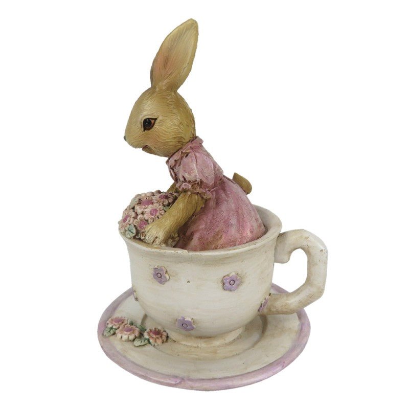 Beeld Konijn 8x8x11 cm Bruin Beige Kunststof Woonaccessoires