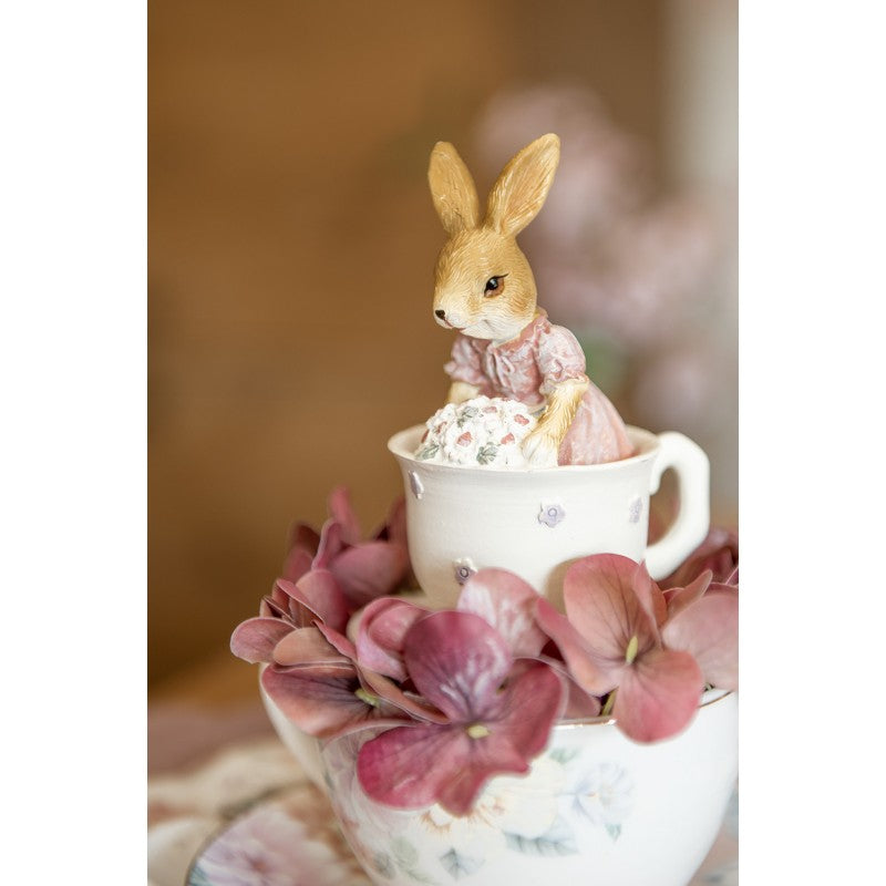 Beeld Konijn 8x8x11 cm Bruin Beige Kunststof Woonaccessoires