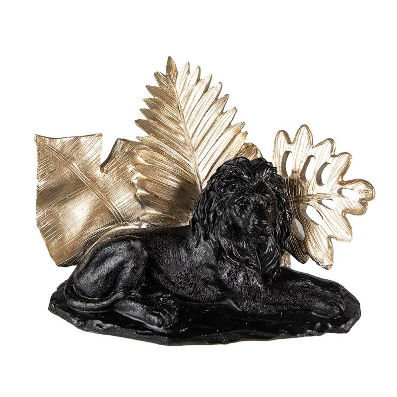 Beeld Leeuw 16 cm Zwart Goudkleurig Polyresin Woonaccessoires