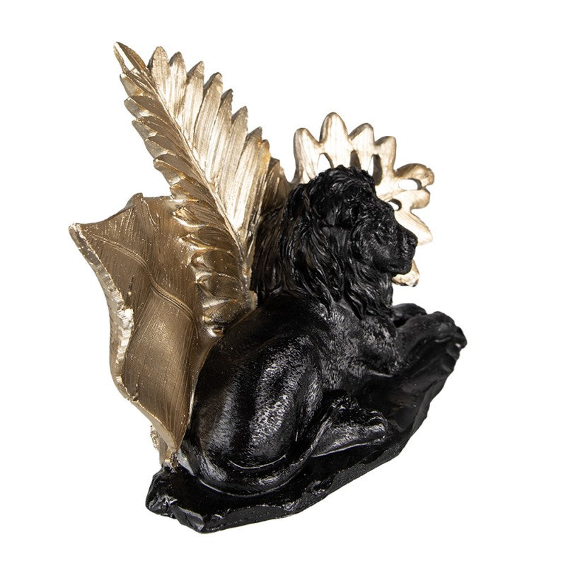 Beeld Leeuw 16 cm Zwart Goudkleurig Polyresin Woonaccessoires