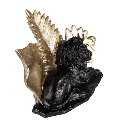 Beeld Leeuw 16 cm Zwart Goudkleurig Polyresin Woonaccessoires