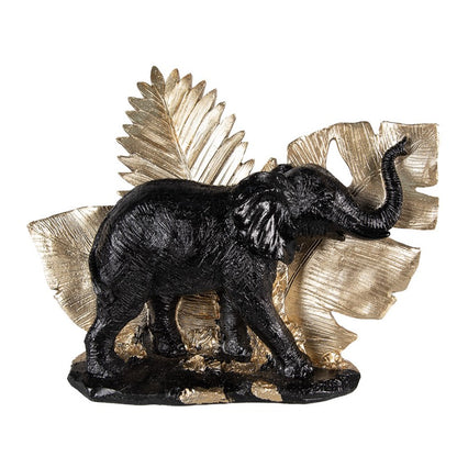 Beeld Olifant 18 cm Zwart Goudkleurig Polyresin Woonaccessoires
