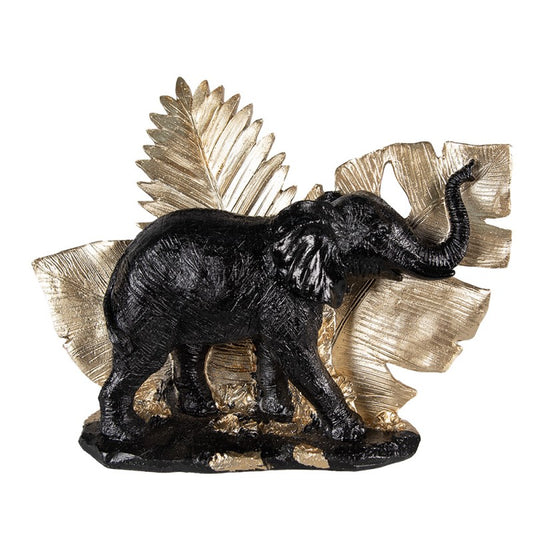 Beeld Olifant 18 cm Zwart Goudkleurig Polyresin Woonaccessoires