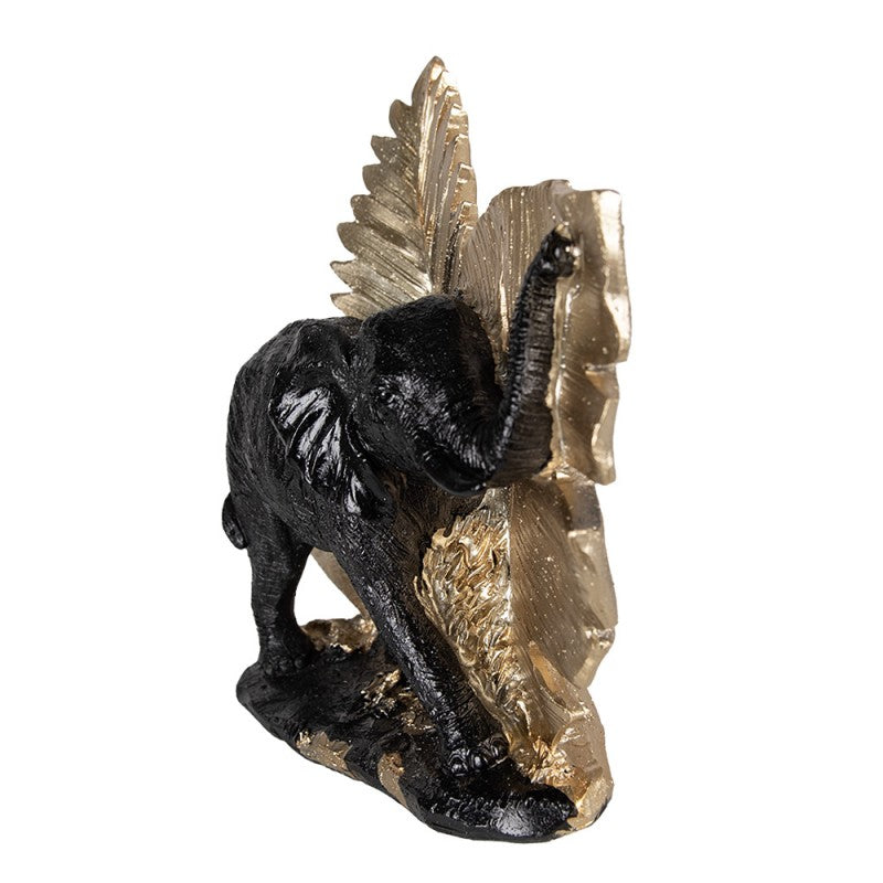 Beeld Olifant 18 cm Zwart Goudkleurig Polyresin Woonaccessoires