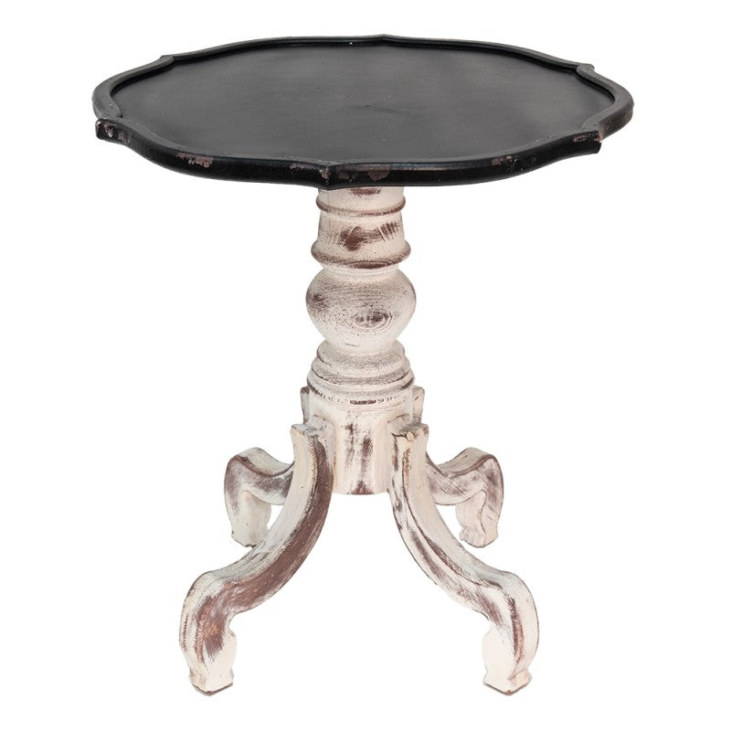 Bijzettafel Ø 66x75 cm Zwart Wit Hout