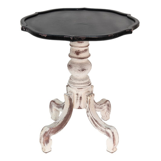 Bijzettafel Ø 66x75 cm Zwart Wit Hout