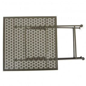 Bistroset Bistrotafel Bistrostoel 3-delig 60x60x70 / 50x40x93 cm Groen Metaal