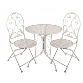 Bistroset Bistrotafel Bistrostoel 3-delig Ø 60x70 / 39x39x94 cm Wit Metaal