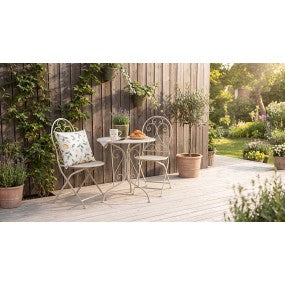 Bistroset Bistrotafel Bistrostoel 3-delig Ø 60x70 / 39x39x94 cm Wit Metaal