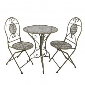 Bistroset Bistrotafel Bistrostoel 3-delig Ø 60x70 / 50x40x93 cm Groen Metaal