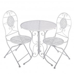 Bistroset Bistrotafel Bistrostoel 3-delig Ø 60x70 / 50x40x93 cm Wit Metaal