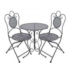 Bistroset Bistrotafel Bistrostoel 3-delig Ø 60x71 / 50x40x93 cm Grijs Metaal