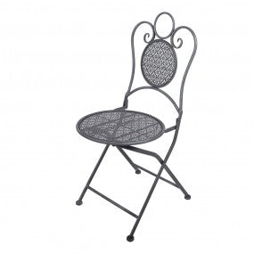 Bistroset Bistrotafel Bistrostoel 3-delig Ø 60x71 / 50x40x93 cm Grijs Metaal