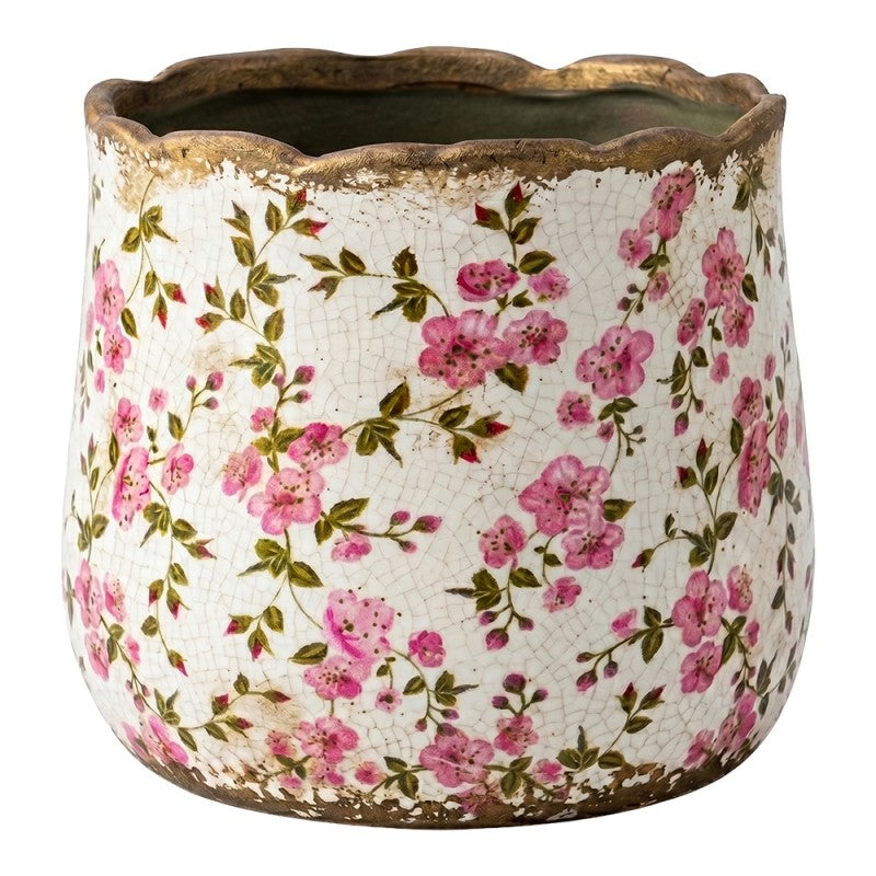 Bloempot Beige Keramiek Bloemen