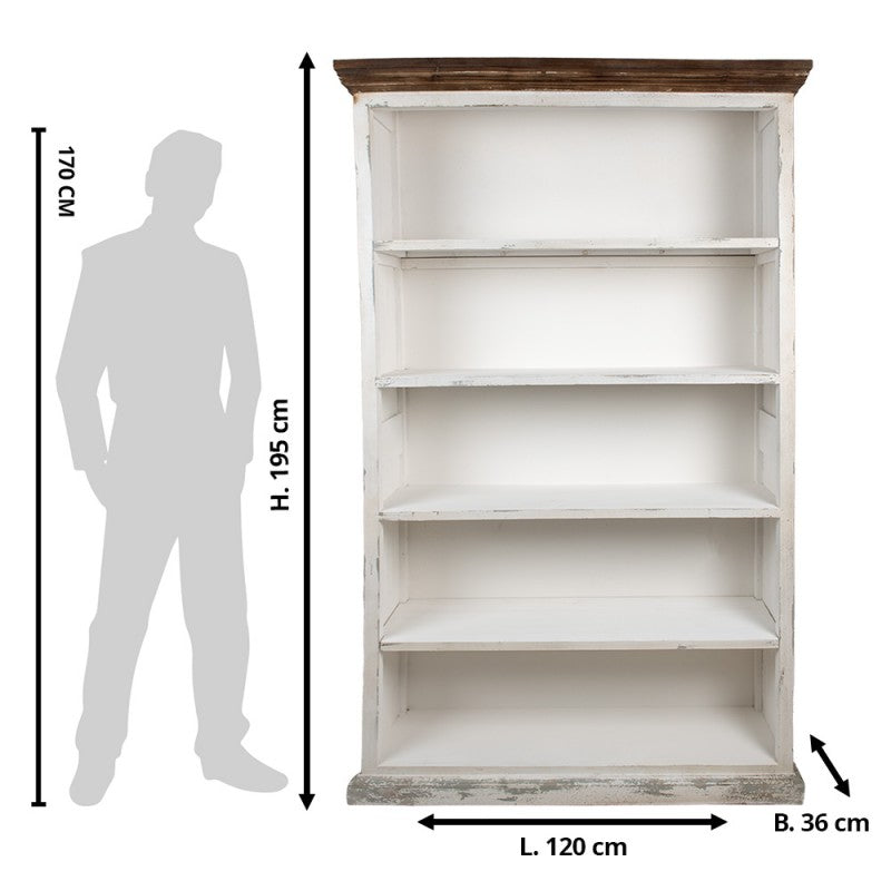 Boekenkast 120x36x195 cm Wit Hout Kast