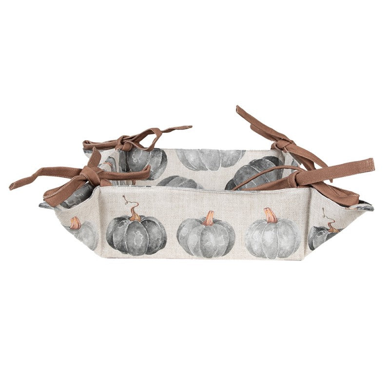 Broodmand 35x35x8 cm Grijs Katoen Pompoen