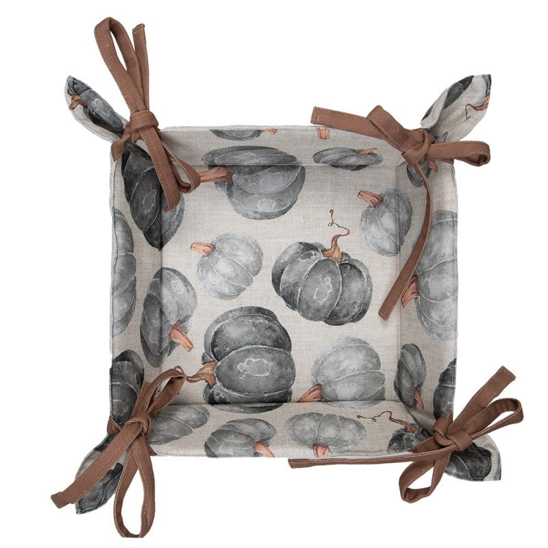 Broodmand 35x35x8 cm Grijs Katoen Pompoen
