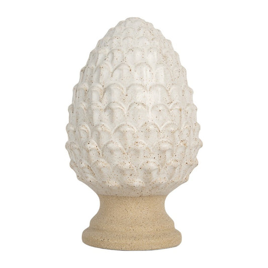 Decoratie Beeld Dennenappel Ø 9x15 cm Beige Aardewerk