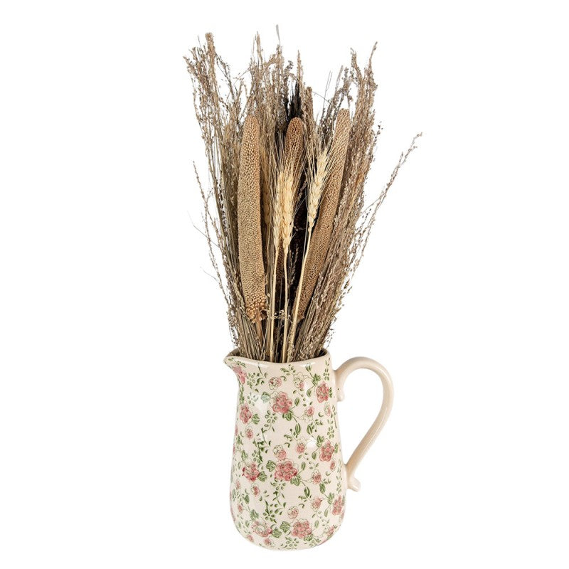 Decoratie Kan 20x14x23 cm Roze Beige Keramiek Bloemen Waterkan