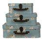 Decoratie Koffer Set van 3 30x21x9/25x18x9/20x16x8 cm Groen Karton Bloemen Opbergkoffer