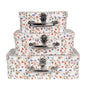 Decoratie Koffer Set van 3 30x22x9/25x20x9/20x17x8 cm Wit Karton Bloem