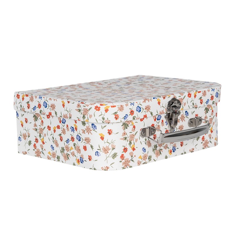 Decoratie Koffer Set van 3 30x22x9/25x20x9/20x17x8 cm Wit Karton Bloem