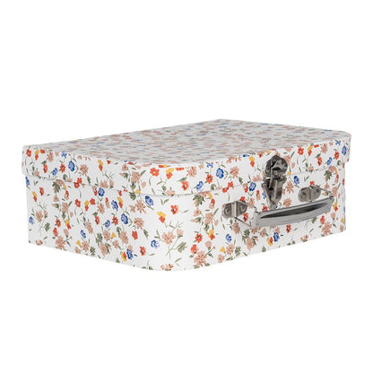 Decoratie Koffer Set van 3 30x22x9/25x20x9/20x17x8 cm Wit Karton Bloem