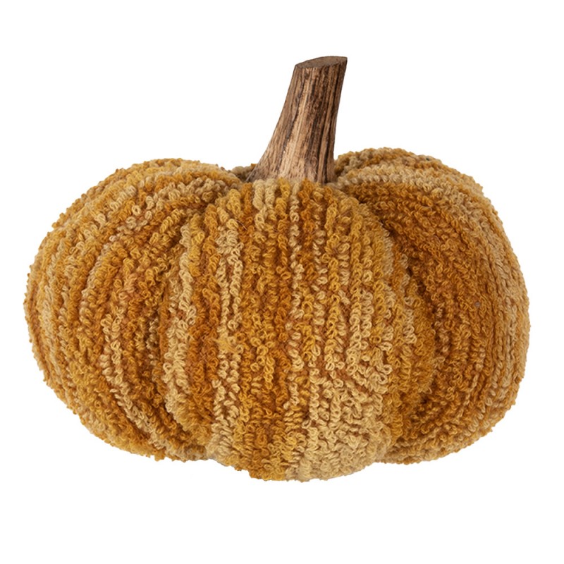 Decoratie Pompoen 13 cm Geel Oranje Polyester Woondecoratie
