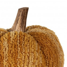 Decoratie Pompoen 13 cm Geel Oranje Polyester Woondecoratie