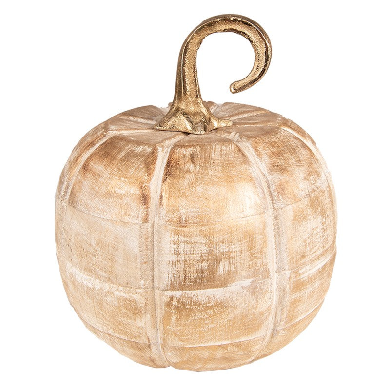 Decoratie Pompoen 21 cm Goudkleurig Hout