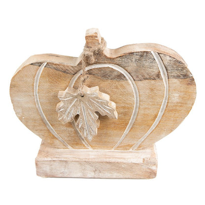 Decoratie Pompoen 29x6x22 cm Bruin Wit Hout