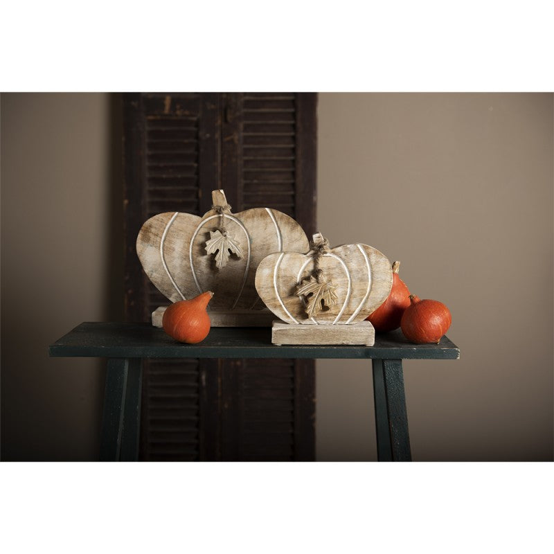 Decoratie Pompoen 29x6x22 cm Bruin Wit Hout